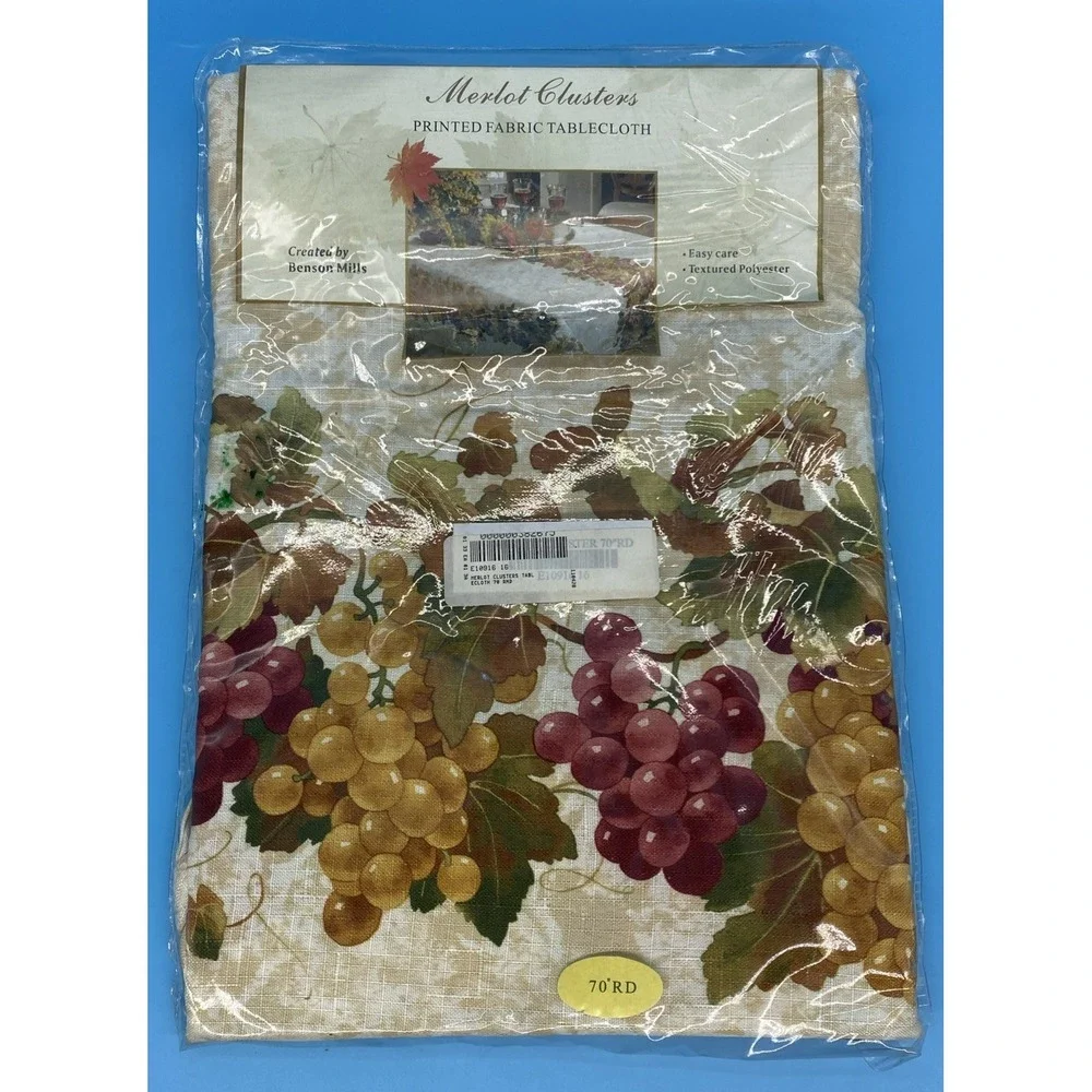 Benson Mills Tablecloth Vtg New In Pkg Merlot Clusters 70